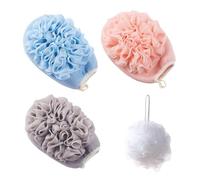3 Asciugamani Da Bagno Fronte-Retro E 1 Palla Da Bagno, Guanti Esfolianti Da Bagno, Strumenti Per Il Lavaggio Del Corpo, Accessori Da Bagno, Accessori Da Bagno