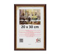 3-B BARI RUSTICO Cornice per foto - marrone scuro/oro - 20x30 cm cornice in legno esotico con vetro acrilico
