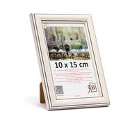 3-B Cornice portafoto Bari RUSTIKAL - Bianco/Nero - 10 x 15 cm - Cornice in legno, cornice portafoto con vetro acrilico