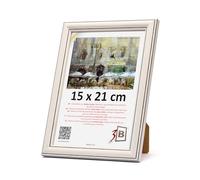 3-B Cornice portafoto Bari RUSTIKAL - Bianco/Nero - 15 x 21 cm (A5) - Cornice in legno, cornice portafoto con vetro acrilico