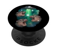 3 Baby Hippo UFO ippopotamo grafico amante degli animali Art PopSockets PopGrip Adesivo