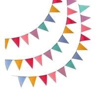 3 Bandierine Coloratei, 36 Bandierine Triangolar (17.5x12.5cm), 12m Striscione Feste, Decorazioni Compleanno per Feste Bambina/Bambino, Laurea, Decorazioni Giardino Esterno, Carnevale, Pasqua