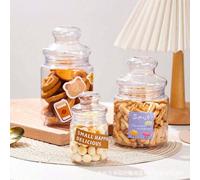 3 Barattoli in plastica trasparente per biscotti, vasetti in vetro per caramelle 3 pezzi (S+M+L),1 pz-L (grande),1 pz-M (medio),1 pz-S (piccolo)PC