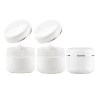 3 barattoli per cosmetici in plastica bianca da 150 ml, con rivestimento e coperchio a cupola, contenitori rotondi per cosmetici, lozioni, creme per unguenti, scrub corpo, contenitori da viaggio