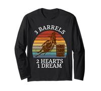 3 Barili 2 Cuori 1 Dream Funny Barrel Racing Maglia a Manica