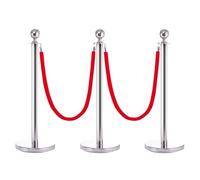 3 Barriera di Controllo della Folla in Acciaio Inox, Pali per Tappeto Rosso con Parte Superiore a Sfera, Kit di Pali con Palo e Corda, Barriere per Articoli