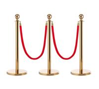 3 Barriera di Controllo della Folla in Acciaio Inox, Pali per Tappeto Rosso con Parte Superiore a Sfera, Kit di Pali con Palo e Corda, Barriere per Articoli
