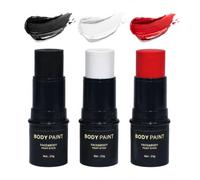 3 bastoncini per pittura viso, kit per Halloween - rosso, nero, bianco | Set di trucco di Halloween per viso e corpo,Vernice per il corpo per adulti,Kit di Halloween per trucco zombie scheletro