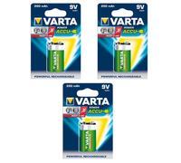 3 batterie pile Transistor 9V ricaricabili VARTA 9 Volt E-Block 200mAh 56722