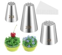 3 beccucci in erba con sac à pochette, beccuccio professionale per erba (233, 234 e 23 m), punte decorative per smaltare, apertura multipla, per decorare torte e cupcake