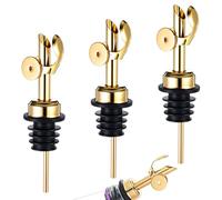 3 beccucci per liquori, in acciaio inox, per bottiglie di olio, tappo di protezione, mantiene il vostro olio fresco, gustoso, per bottiglie di vino, aceto, sciroppo, no spreco (oro)