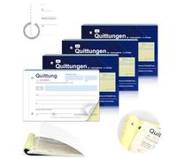 3 blocchi per ricevute per piccoli imprenditori, orizzontali, formato A6, con copertina, 2 x 50 fogli per libro, blocco per fatture, numerato, microperforato, senza IVA, blu