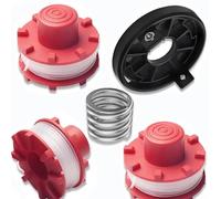3 bobine di ricambio, 1 x coperchi di ricambio per bobina, 1 x molla per testa di taglio Compatibile con Einhell GE-CT 36/30, Einhell GE-cm 36/43, AGILLO 36/255, AGILLO 18/200
