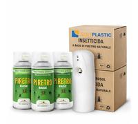 3 Bombole Insetticida Antizanzare 250 ml a Base di Piretro + Diffusore Automatico - Protezione contro Zanzare, Mosche, Insetti Striscianti e Utilizzabile come Anti Formiche - per Casa e Ambienti