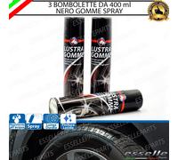 3 BOMBOLETTE NERO GOMME SPRAY LUCIDA NERO BRILLANTE 1200 ML PER DR AUTOMOBILES