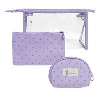 3 borse multifunzionali Cosmatic, impermeabili, per trucchi, belle borse o borse per articoli da toeletta da viaggio per donne e ragazze (colore viola), Viola, Semplice
