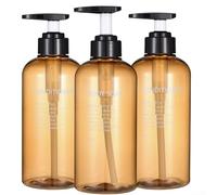 3 bottiglie di sapone da 500 ml con guarnizione filettata per evitare perdite, materiale PET ricaricabile e resistente al calore, per gel doccia, sapone per le mani, detergente (marrone)