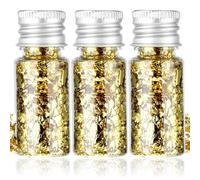 3 Bottiglie di Schegge di Foglia d'oro Commestibile Carta Foglia d'oro per La Cottura, Torta d'oro Carta Stagnola Decorativa per Fai da Te Torta Dessert Manicure