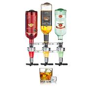 Set di 3 bottiglie ottiche per bar di casa, supporto da parete, dispenser per bevande e vino, set di bicchieri per liquori ottici, in acciaio, per casa e pub (3 bottiglie)