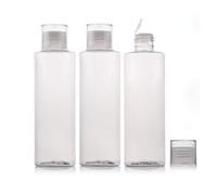 3 bottiglie vuote in plastica trasparente morbida da spremere con tappo a scatto, ricaricabili, cosmetici, cosmetici, cosmetici, cosmetici, bagni, docce, lozioni, shampoo liquido, Trasparente, 250 ML
