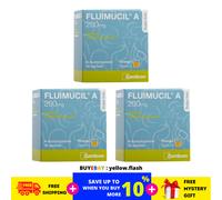 3 Box Fluimucil A 200mg 30 Bustine Granuli Trasparente Flemma Aroma Arancia S...