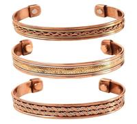 3 Bracciale Gioielli Metallo Rame Ottone Guarigione Chakra Yoga Meditazione M...