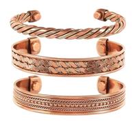 3 Bracciale Gioielli Metallo Rame Ottone Guarigione Chakra Yoga Meditazione M...