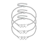 3 braccialetti da donna in argento Sterling 925, con scritta "Best Friend Forever", braccialetti coordinati con cuore, per braccialetti dell'amicizia a 3 vie, per 3 migliori amici, gioielli regalo per