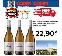3 BT Chiusa Grande Trebbiano D'Abruzzo Biolog. ANNO 2022 DOC 12,50% Vol. 75cl