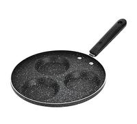 3 buchi rotondi Non stick riveare uova frittura di pentole da in alluminio premium con manico resistente al calore ergonomico per la stufa a gas ristorante per casa nera 37 cm