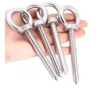 3 bulloni ad occhiello in acciaio inox per impieghi gravosi, occhielli a vite per slackline, amache e strutture in legno, filettatura M5 x 80, resistenti alla ruggine, durevoli