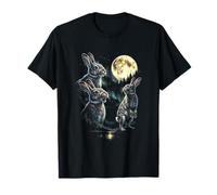 3 Bunny Howling At Moon Vintage Funny 80s-90s Grafica Maglietta