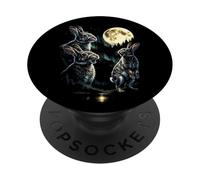 3 Bunny Howling At Moon Vintage Funny 80s-90s Grafica PopSockets PopGrip Adesivo