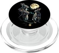 3 Bunny Howling At Moon Vintage Funny 80s-90s Grafica PopSockets PopGrip per MagSafe