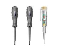 3 cacciaviti tester di tensione, penna a doppio scopo rivelatore elettrico LED strumento circuito per elettricista e tecnico, nero e trasparente