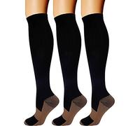 3 calzini a compressione da running, per uomo e donna, viaggi, volo, lavoro, infermiera, sport, circolazione, recupero, gravidanza, Adulti (unisex), Nero , S/M ( EU 35-39 )