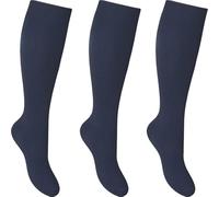 3 Calzini al Ginocchio per Ragazze in Cotone Back to School Uniform per Feste Comodi Calzini al Ginocchio per Bambini, Marina Militare, 11-15 Years