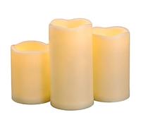 3 candele a LED impermeabili senza fiamma(10,2 cm, 5,7 cm, 15,2 cm) 1000 ore di lunga durata della batteria/tremolante funzionamento a batteria elettrica esterna LED grande pilastro candela