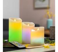 3 CANDELE A LED MULTICOLOR EFFETTO FIAMMA CON TELECOMANDO 12 COLORI INNOVAGOODS