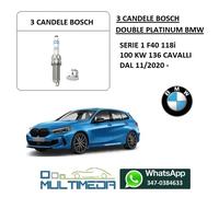 3 CANDELE BOSCH DOUBLE PLATINUM BMW SERIE 1 F40 118i BENZINA 100KW 136 CAVALLI