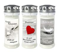 3 candele commemorative con motivo - Lunga durata (150-160 ore)