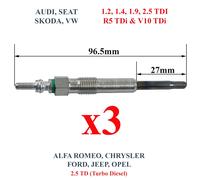 3 Candele Di Spine per Fabia Polo Lupo A2 Ibiza Arosa 1.4 Tdi