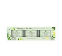 3 CANDELE PROFUMATE VOTIVE IN VETRO CUCUMBER MINT COOLER YANKEE CANDLE