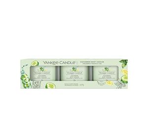 3 CANDELE PROFUMATE VOTIVE IN VETRO CUCUMBER MINT COOLER YANKEE CANDLE