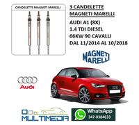3 CANDELETTE MAGNETI MARELLI AUDI A1 8X 1.4 TDI DIESEL 66KW 90 CAVALLI