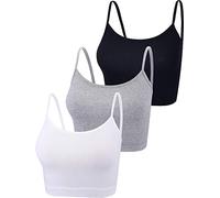3 Canotte con Cinturino Spaghetti Sport (Nero, Bianco, Grigio, S)