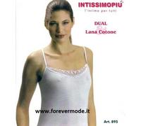 3 Canotte donna Intissimopiu o FDB spalla stretta in lana cotone e profilo pizzo