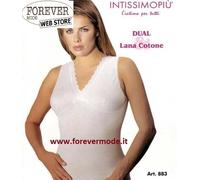 3 Canotte donna Intissimopiu spalla larga in lana cotone con forma seno art 883