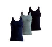 Enrico Coveri 3 Canotte Uomo Spalla Larga in Cotone Pettinato Art. ET1102 (Nero/Blu/Grigio, 3/S)
