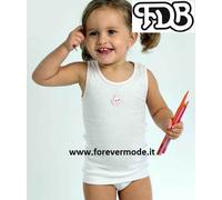 3 Canottiere bambina FDB spalla larga in puro cotone con bordi e stampa art 508S